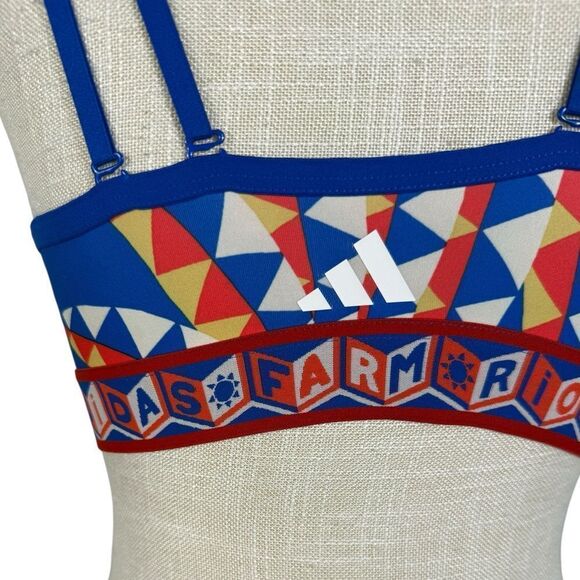 Adidas X Farm Rio PsychedelicWave Blue & Red Strappy Medium Support Sports Bra - Picture 9 of 12